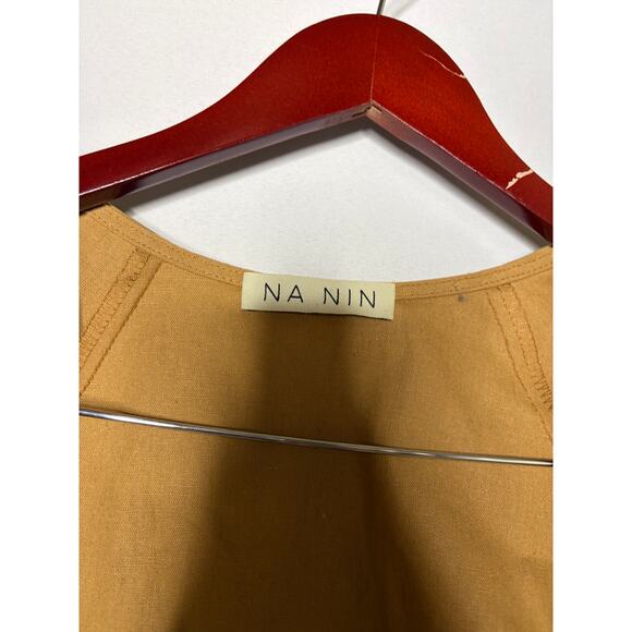 NA NIN Women's Linen Blend Relaxed Thelma Top V-neck Button Up Shirt Size‎ S/M - Picture 2 of 6